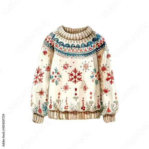 christmas sweater vector illustration in watercolor style