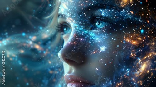 Cosmic wanderer show the girl as a cosmic. AI generated