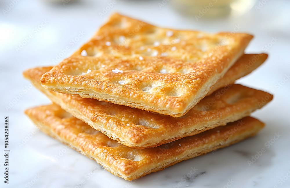 Fototapeta premium Crisp and Flaky Pita Chips Photographed at a Low Angle with Soft Lighting