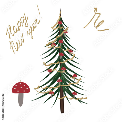 Christmas tree with fly agarics