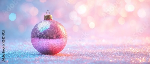 Christmas balls on pink background	
