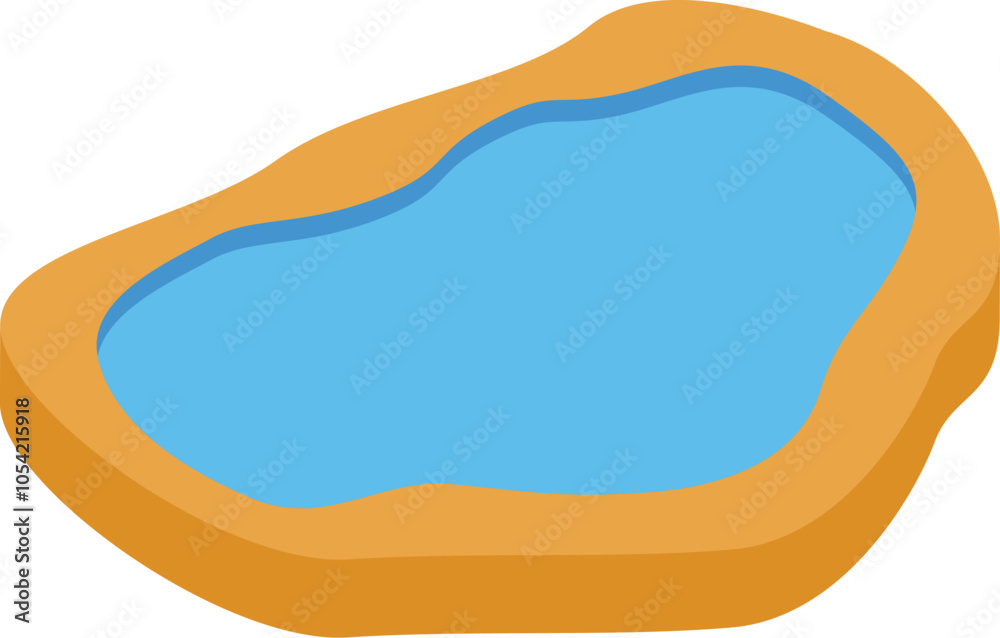 Relaxing isometric pond representing a small water feature, perfect for garden decoration and landscaping projects Relaxing isometric pond representing a small water feature, perfect for garden decoration and landscaping projects