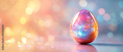 Egg on pink background. Easter concept.	
