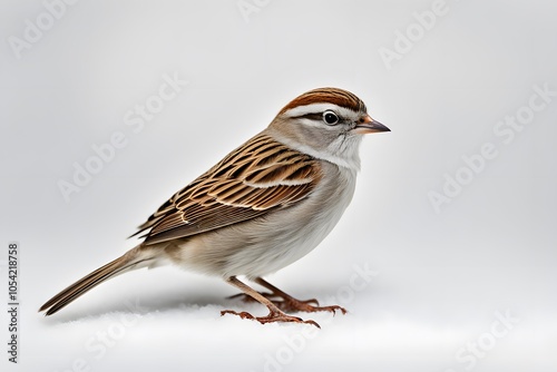 Chipping sparrow on white background, AI Generated photo