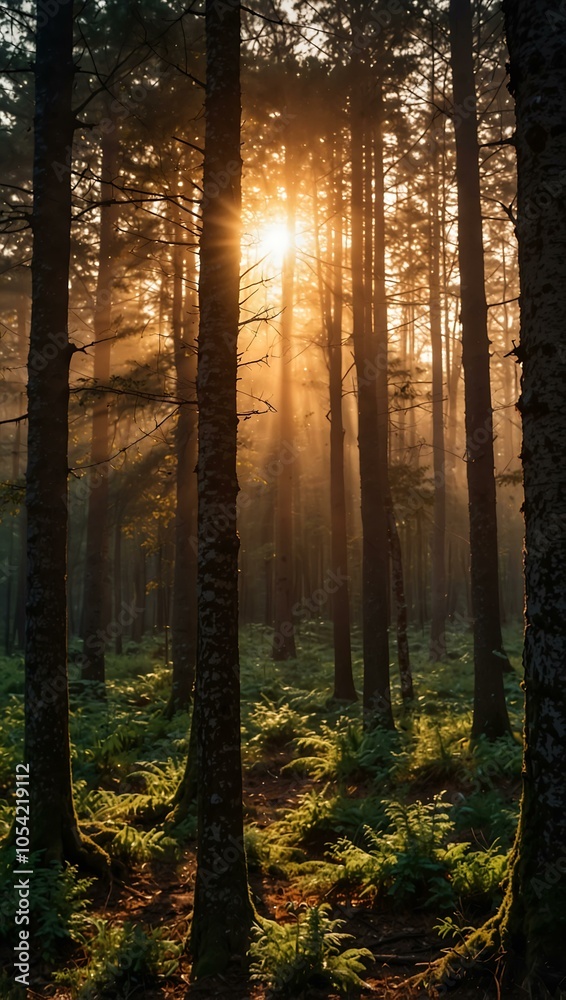 Obraz premium Sunset in a forest