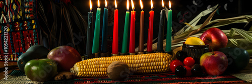 Vibrant Kwanzaa Celebration Display with Traditional Symbols photo