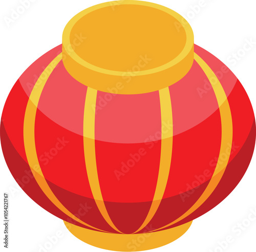 Red and gold round paper lantern celebrating chinese new year or other festivities