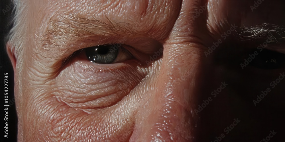 Naklejka premium The Weight of Years: A Close-Up Portrait of an Elderly Man 
