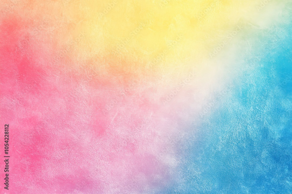 Fototapeta premium Soft gradient backdrop in pink, blue, and yellow capturing a nostalgic summertime feel – pastel wide banner for enhanced aesthetics