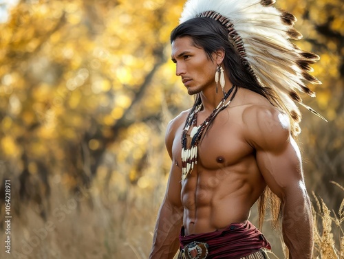 a striking collection of muscular native american indian men, showcasing their diverse physiques in natural settings, capturing strength and cultural pride in powerful poses photo