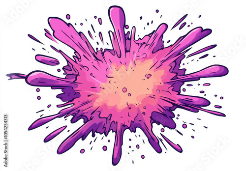 Vector cartoon-style pink and purple splash explosion clip art, on a white background, with a simple design.