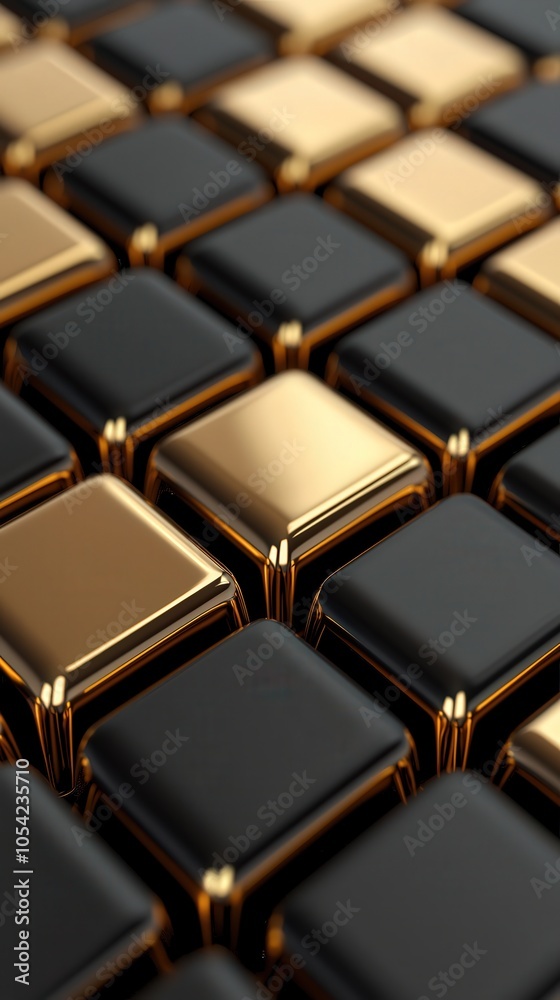 Elegant Arrangement of Black and Gold Tiles in a Modern Design Aesthetic Elegant Arrangement of Black and Gold Tiles in a Modern Design Aesthetic