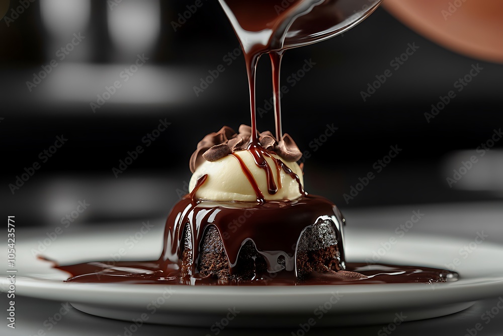 Obraz premium Chocolate Cake Drizzled with Ganache