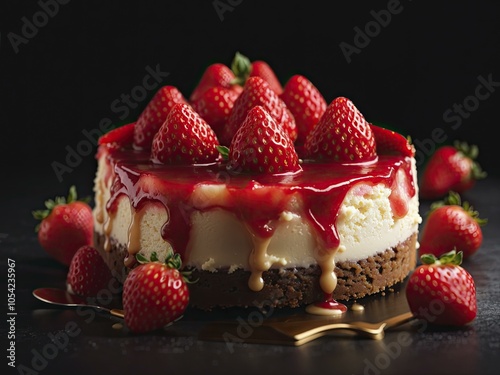 Strawberry Cheesecake with Caramel Sauce - Delicious Dessert Recipe