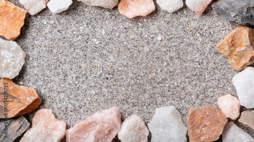 Assortment of natural stones and rocks photo