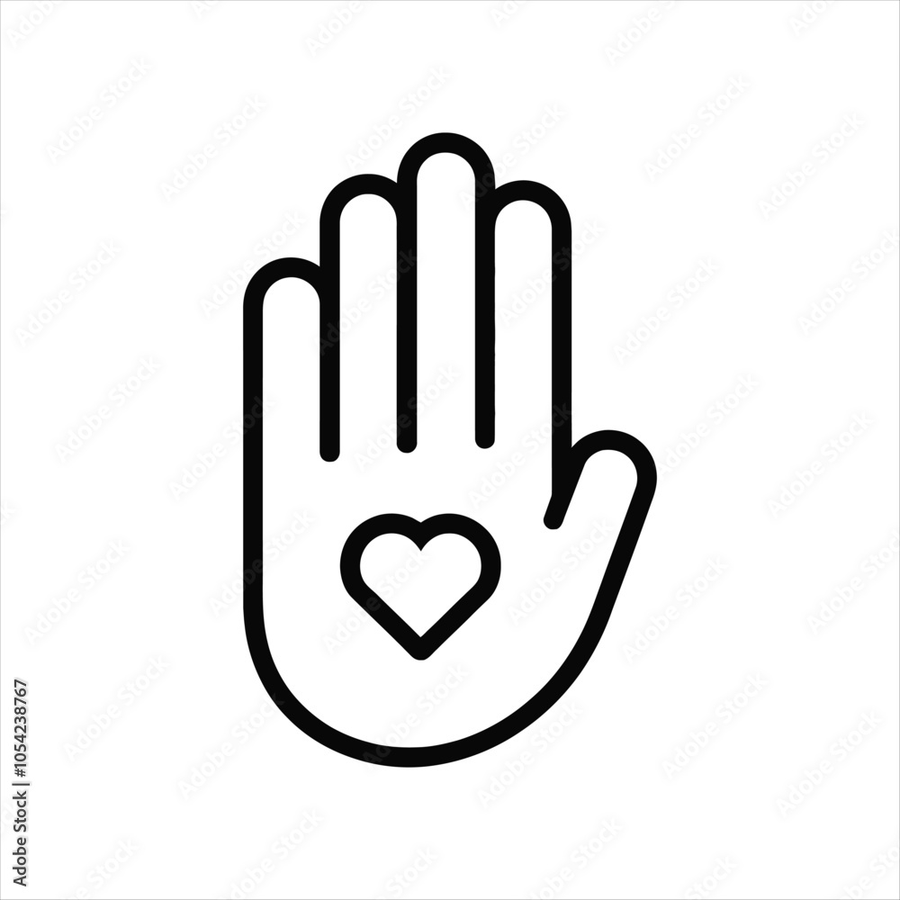 Fototapeta premium Simple Hand Symbol with Heart Design