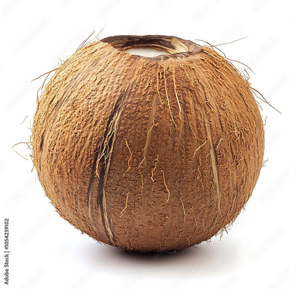 Fresh Tropical Coconut Whole and Isolated on White Background Fresh Tropical Coconut Whole and Isolated on White Background