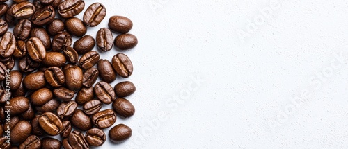 Roasted coffee beans on a white background