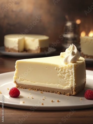 Classic Cheesecake with Raspberry Garnish: A Sweet and Creamy Treat