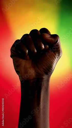 Empowering symbol of unity displayed against a vibrant background in a powerful moment