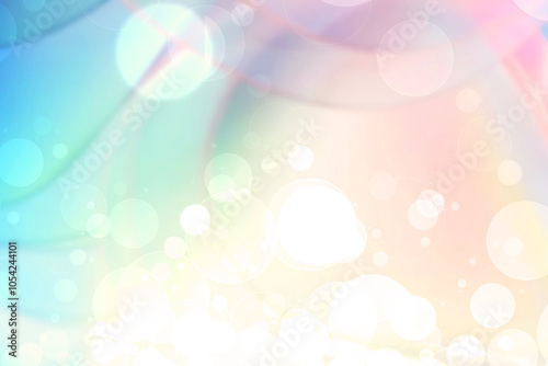 Abstract blurred fresh vivid spring summer light delicate pastel blue turquoise pink bokeh background texture with bright circular soft color lights and stars. Card concept. 