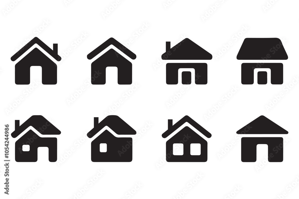 Silhouette and line are house icon, logos vector Silhouette and line are house icon, logos vector
