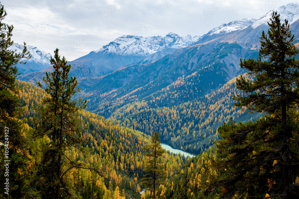 Fototapeta premium Stunning autumn colors and serene mountain landscape at Falensee, Appenzell, Switzerland