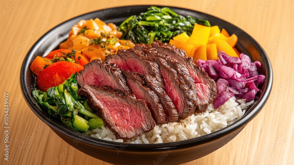 Delicious Bowl of Sliced Beef and Colorful Vegetables Delicious Bowl of Sliced Beef and Colorful Vegetables