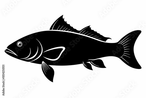 Barramundi Fish silhouette vector, fish black silhouette vector illustration
