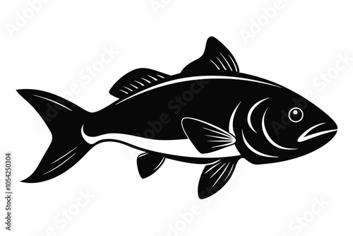 Barramundi Fish silhouette vector, fish black silhouette vector illustration
