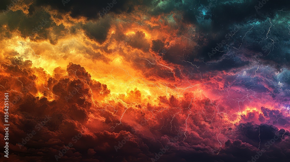 Fototapeta premium Vibrant Planets in Engaging Atmosphere with Lightning