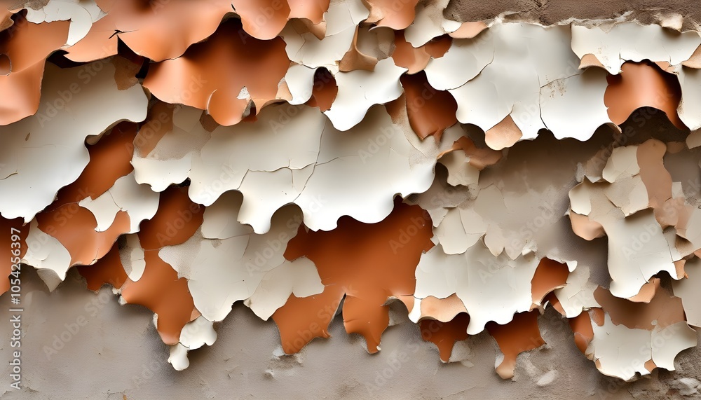 Fototapeta premium Textured layers of peeling paint revealing stories of time on a weathered wall