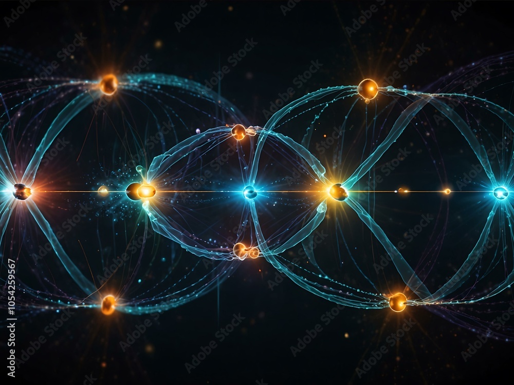 Fototapeta premium Illustration of quantum entanglement for instantaneous communication.