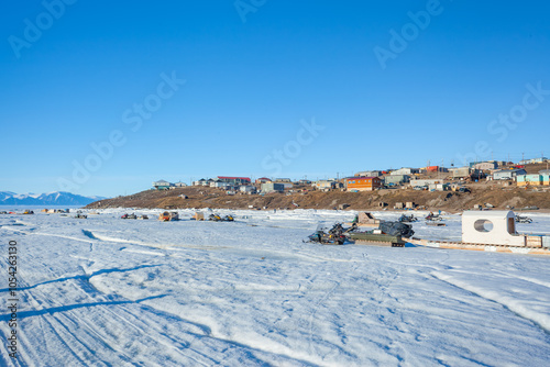 Snow-covered Landscape Near Pond Inlet with Distant Hills