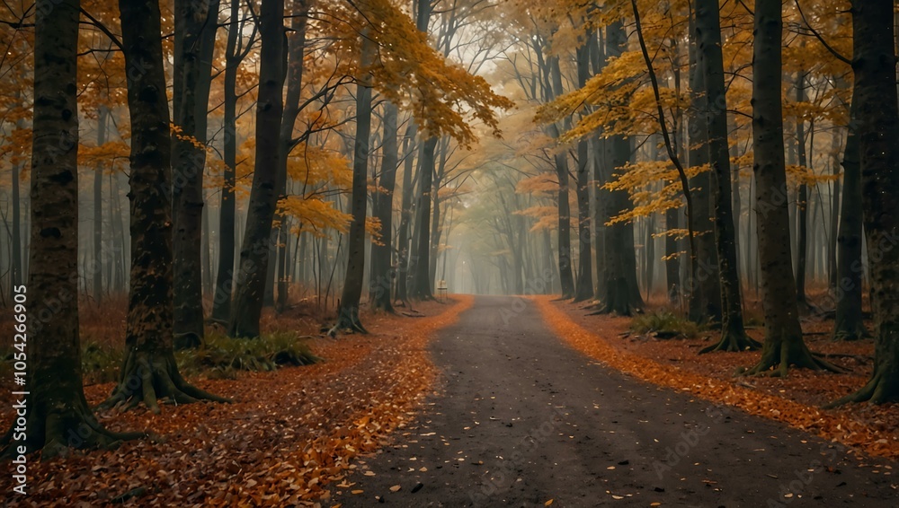 Obraz premium Pathway in an autumn forest.