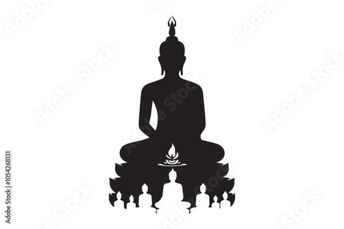Buddha Silhouette Vector Illustration, Buddha Silhouette 