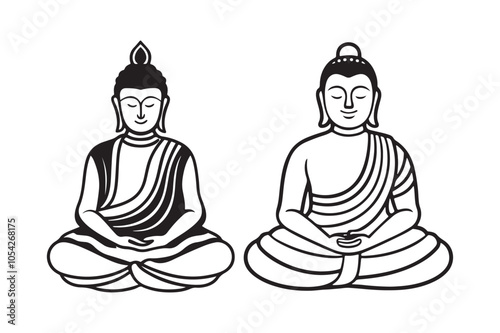 Buddha Silhouette Vector Illustration, Buddha Silhouette 