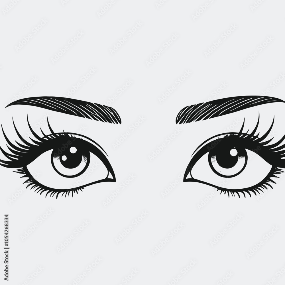 a black and white illustration of a pair of eyes a black and white illustration of a pair of eyes