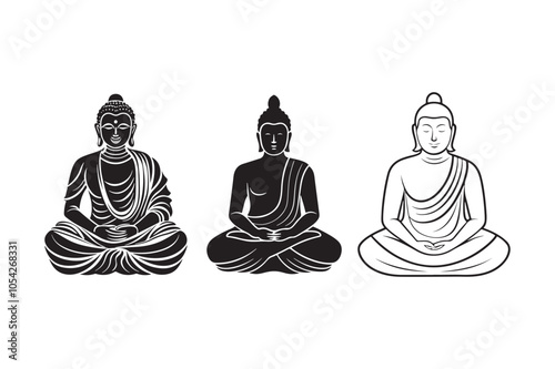 Buddha Silhouette Vector Illustration, Buddha Silhouette 