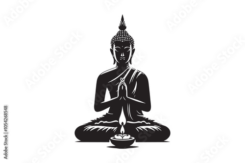 Buddha Silhouette Vector Illustration, Buddha Silhouette 