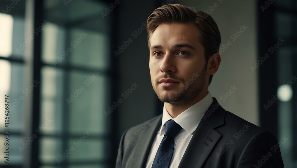 Fototapeta premium Professional businessman in formal attire, suitable for business presentations.