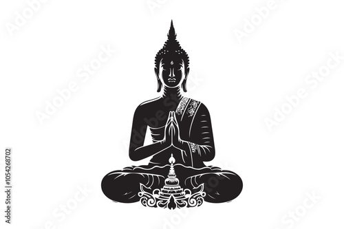 Buddha Silhouette Vector Illustration, Buddha Silhouette 