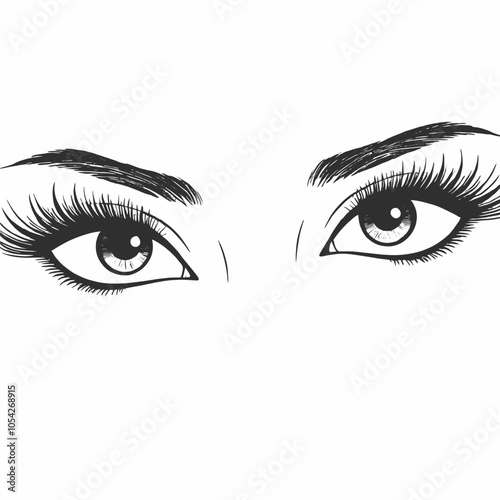 a black and white illustration of a pair of eyes