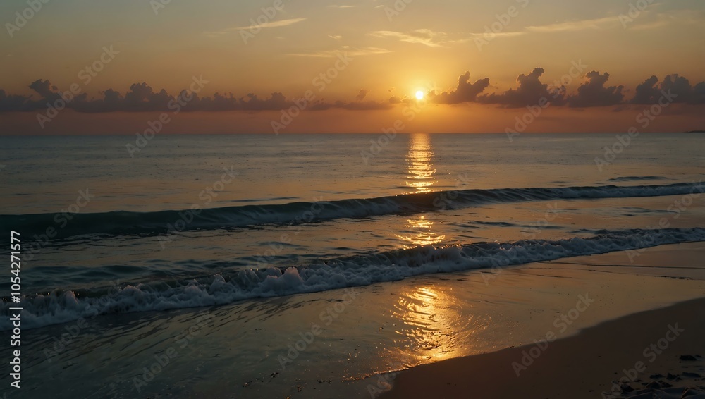 Fototapeta premium Serene sunset over the ocean.