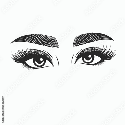 a black and white illustration of a pair of eyes