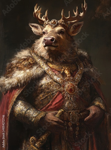 Majestic Stag in Royal Regal Attire 