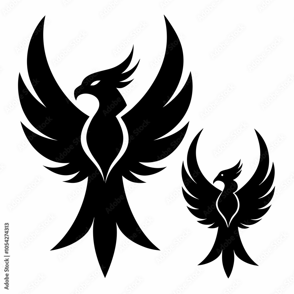 Naklejka premium Various Designs Scary Phoenix Black Color vector illustration