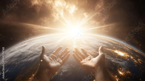 God Created the Universe by Sweeping Over the Waters and Declaring, Let There Be Light, photo