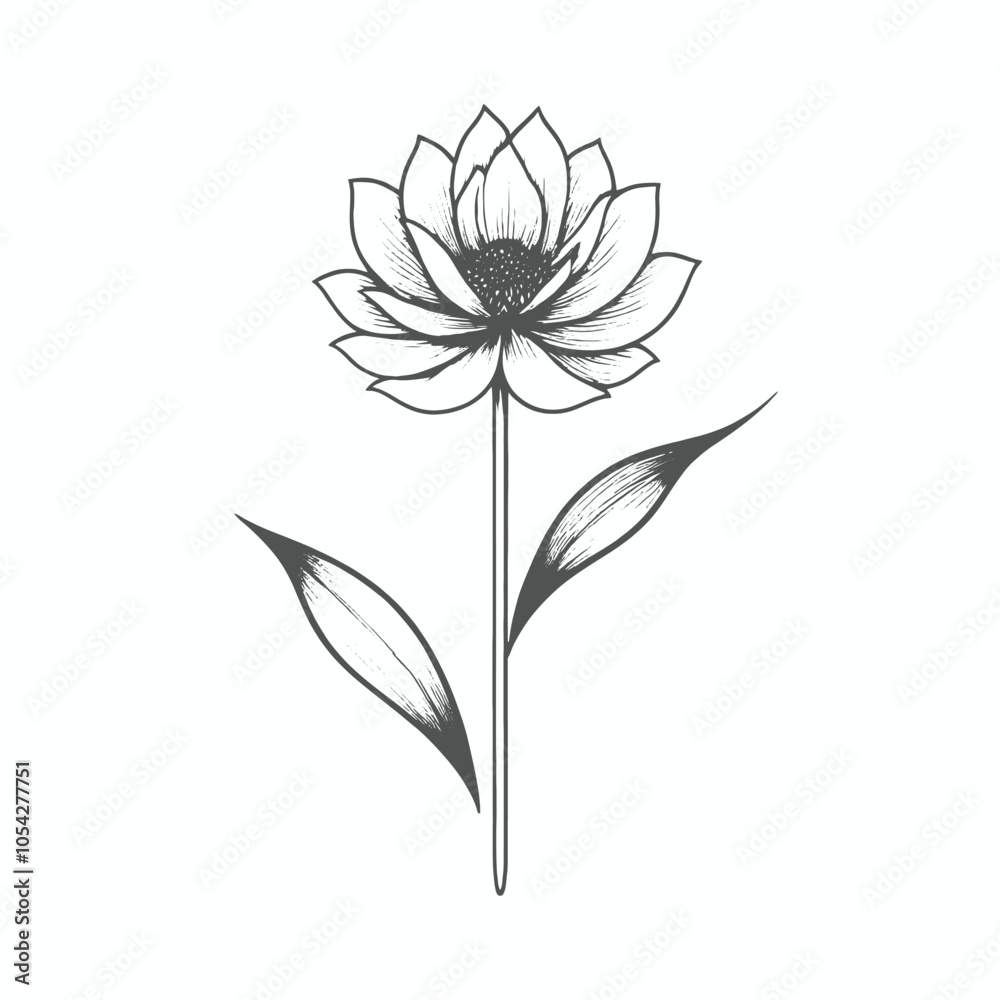 Obraz premium a black and white line drawing of a flower, line art vector