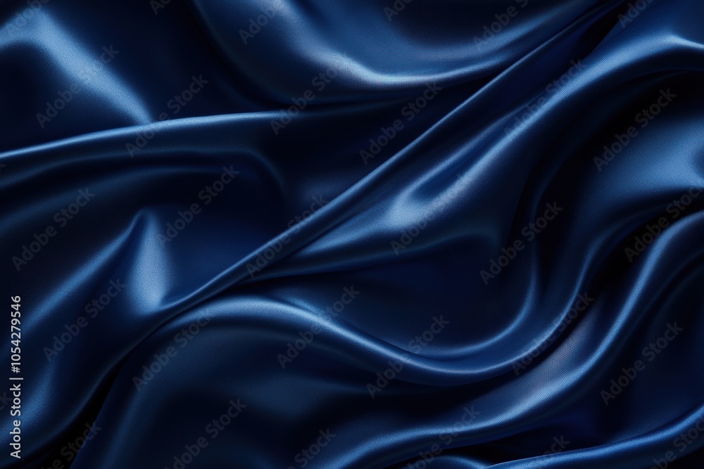 Obraz premium Sophisticated silk satin backdrop in deep navy with gentle waves for artistic applications and design environments